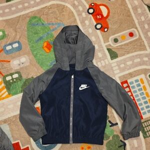 Nike Boys Toddler Size 3T 2 to 3 years blue and gray hooded jacket coat